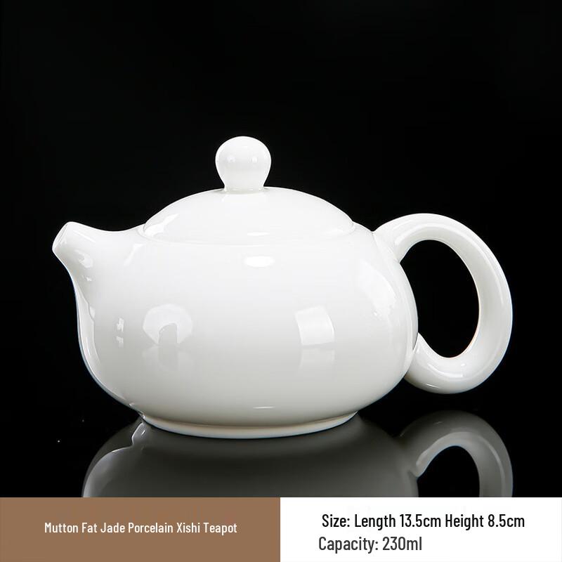 Mutton Fat Jade Porcelain Side Handle Teapot