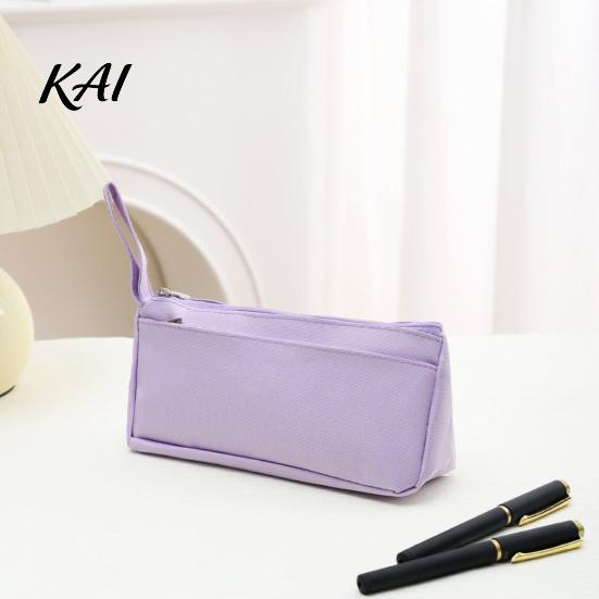Solid Color Stationery Bag for Teens Pencil Case with Zipper And Handle, Durable Oxford Large Capacity Storage Rulers Organizer, Portable Lightweight