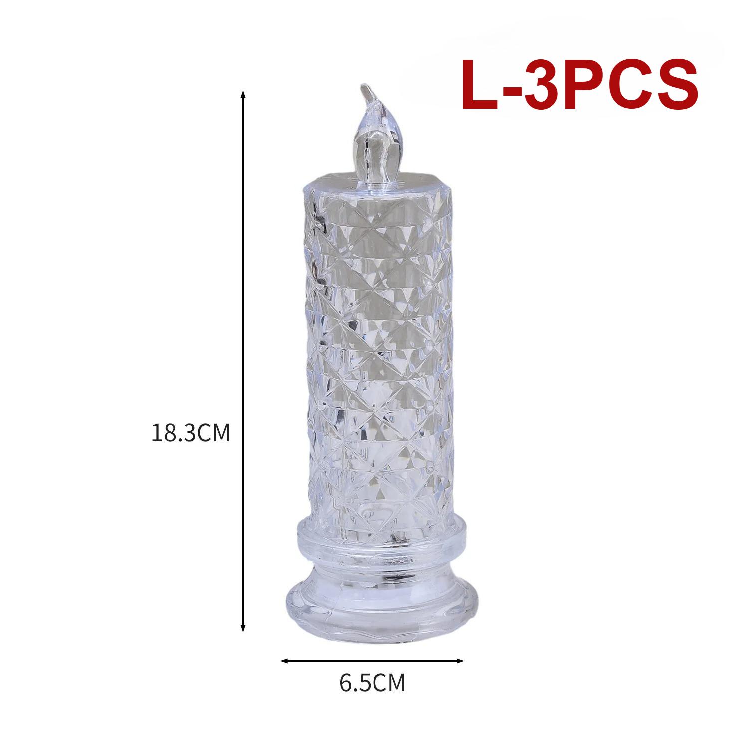 

Свадебная вечеринка День рождения Рождество Хэллоуин Декор Кристальные свечи Светодиодная подсветка Прозрачный Беспламенный Питание от батареек Фонарь Ночной светильник 3PCS