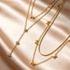 Elegant Double Layer Chain Bowknot Charms Necklace for Women, Stainless Steel Y-shaped Thin Link Necklace, Fashion Jewelry Gifts