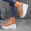 Fashion 2025 Fashion Ladies Shoes Open Toe Women's Slippers Summer Outdoor Casual New Metal Decoration Plus Size Solid Platform Slippers