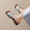 French retro woven square-headed open-toed sandals for women to wear with slippers and skirts