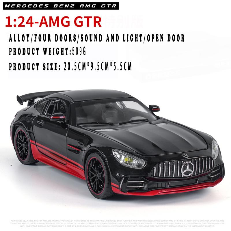 1/24 Scale Benz Gtr Sports Alloy Car Model Metal Children Diecast Toy Car Modification Simulation Sound & Light Gift for Boy