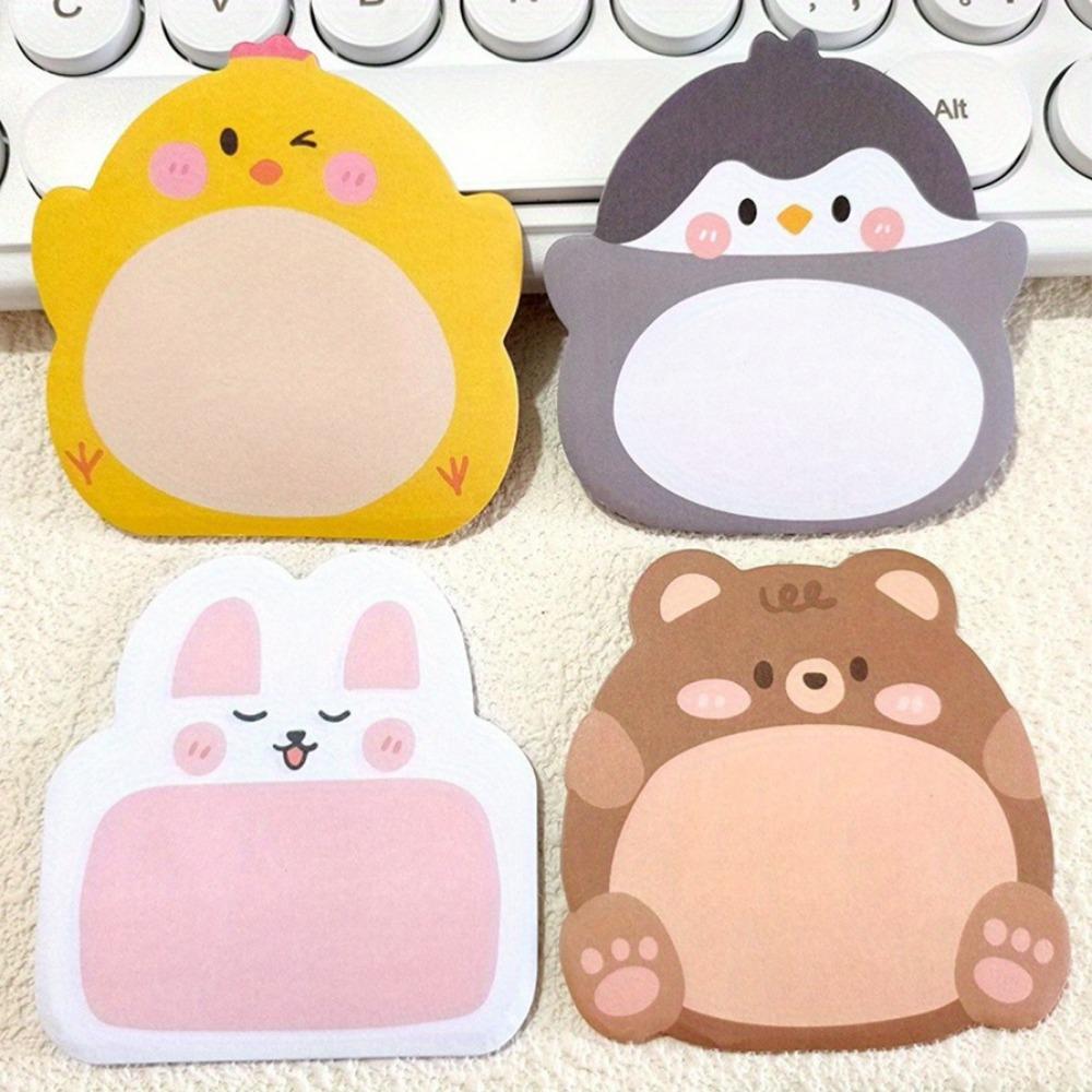 1PACK/8 Cute and Funny Cartoon Animal Pattern Sticky Notes, Creative Vertical Message Sticky Notes, 20 Per Copy, 160 In Total