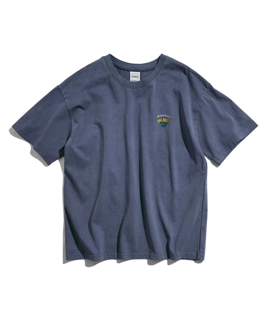 MINIMALPROJECT Sunflower Blooming Pigment Short Sleeve T-Shirt Mst184 [Lightnavy]