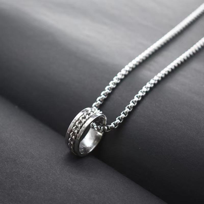 Brand All-Match Ring Necklace Dual-Use Men'S Pendant Simple Women'S Hip-Hop Personality Titanium Steel Accessories