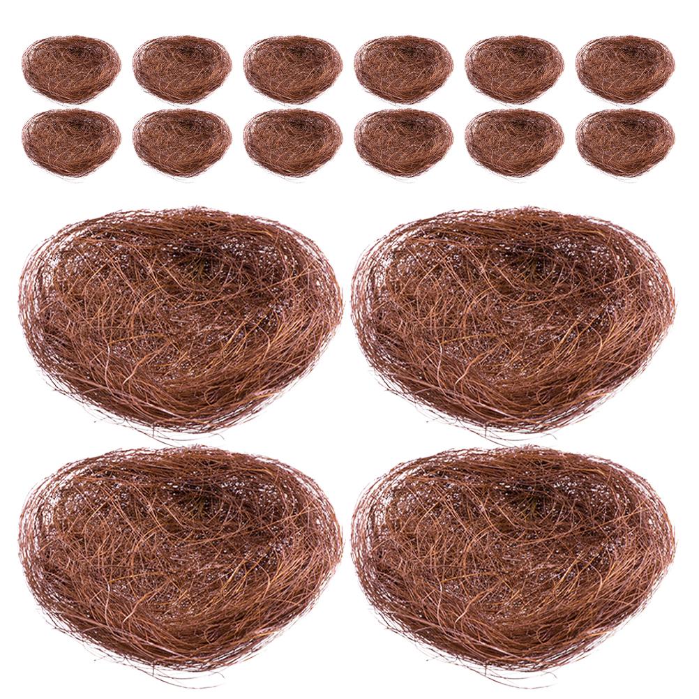16Pcs Simulated Bird Nest Garden Bird Nest Ornaments Simulated bird s Nest Decorative Photography Props Dinner Plate Decoration светло-коричневого