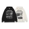 Oversized Hooded Sweatshirt Men Women Heavyweight Cotton Blend With Distressed Wash Print Streetwear Loose Fit