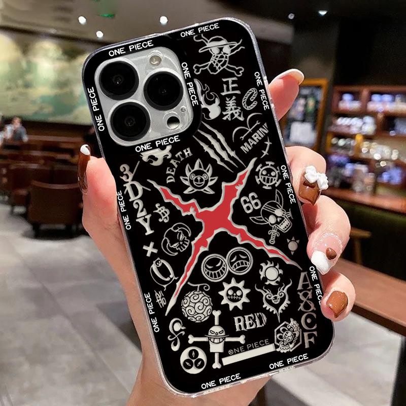 Japanese Anime L-Luffys LOGO Case For iPhone 16 15 14 13 12 11 Mini Pro Max X XR XSMax 7 8 Plus SE20 Ones Pieces Clear Cover