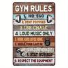 Vintage Gym Rules Metal Sign - Motivational Wall Art with 10 Fitness Commandments, No Ego, Stay Focused, Use Chalk, Work Hard