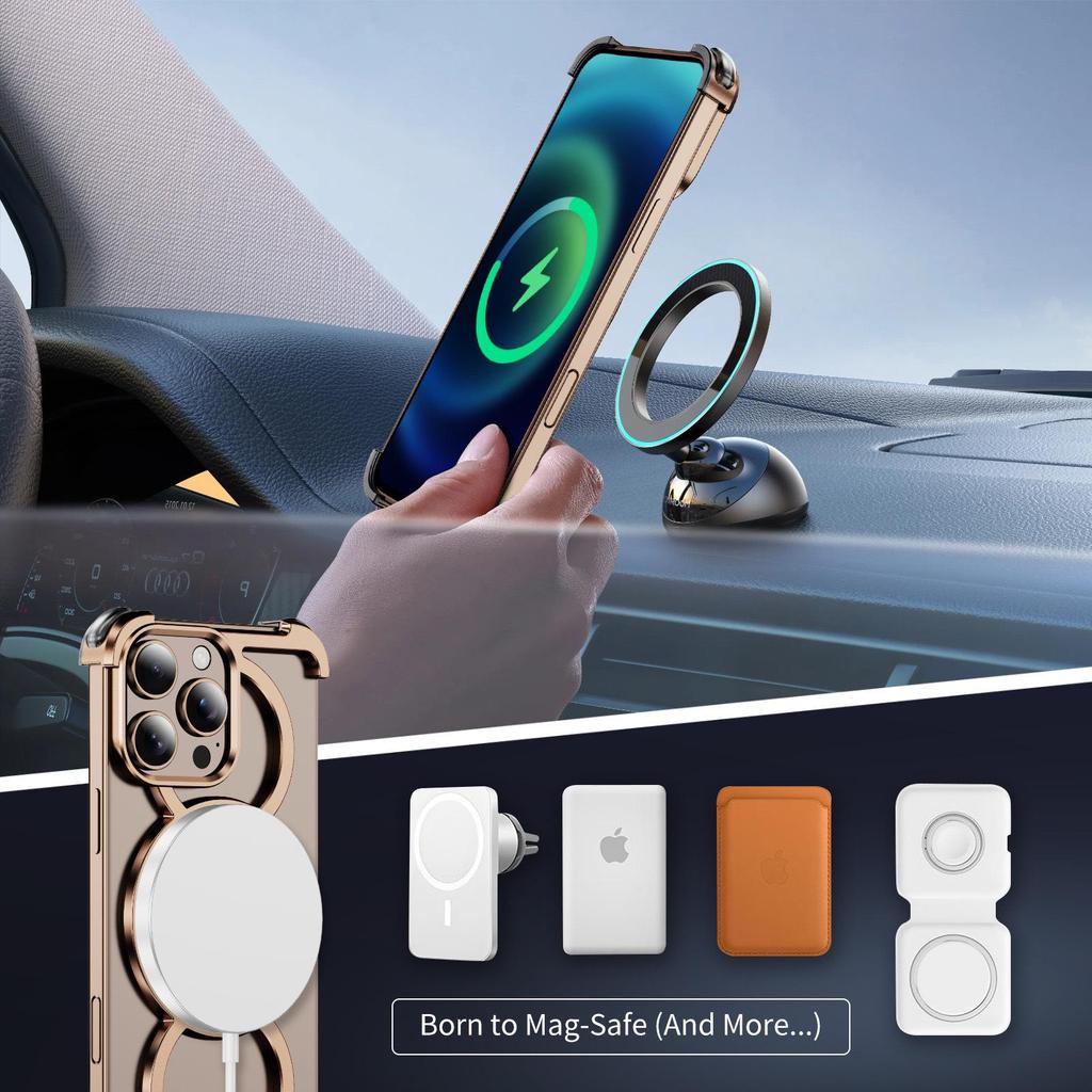 Apple 16 ProMax Magnetic Rotating Metal Phone Case for iPhone 15