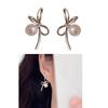 Delicate Earrings with Bowknot Pendant Chic Pearl Ear Piercing Jewelry Ear Hooks