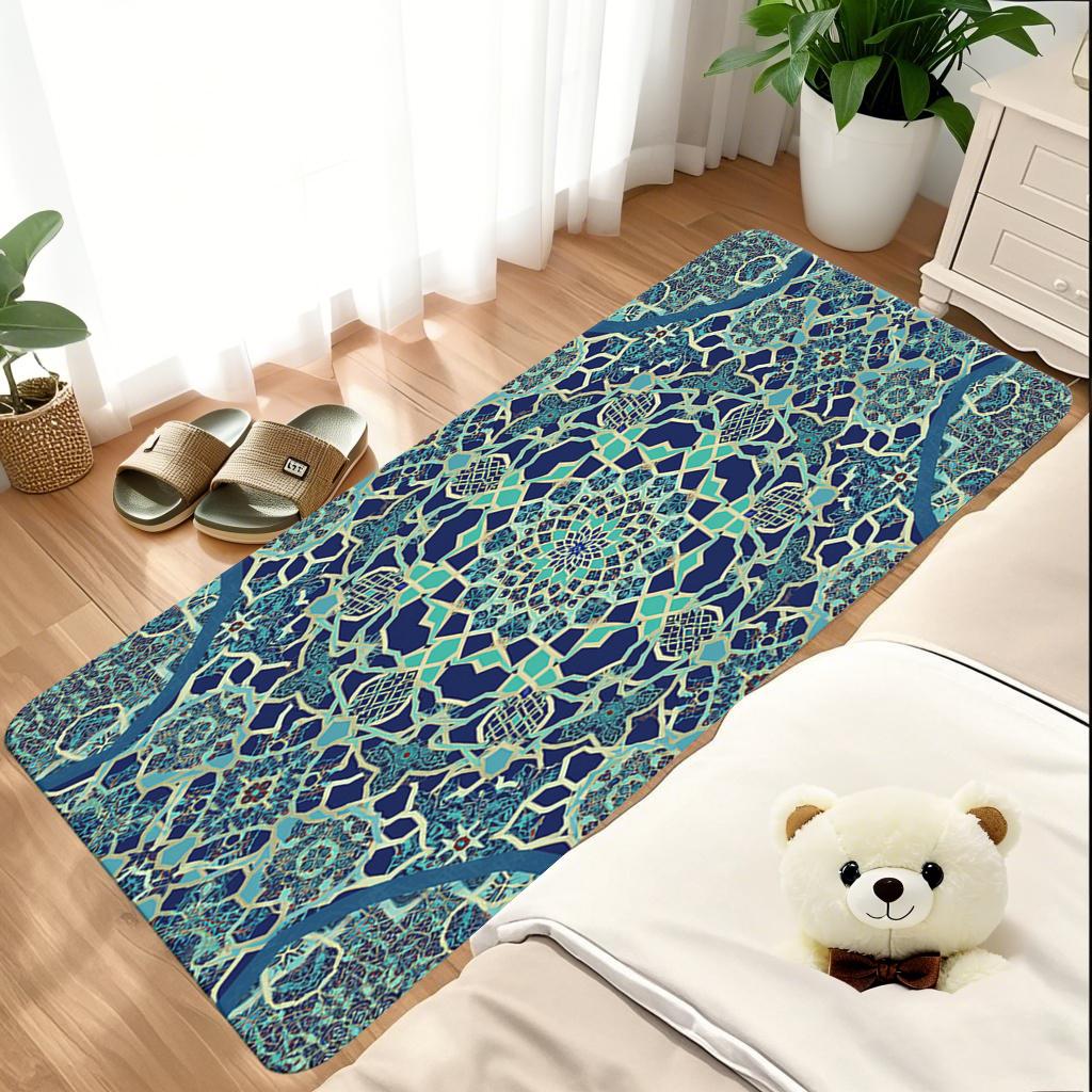 Islamic style intricate star-shaped soft carpet, suitable for living room, bedside, bedroom,vintage floor mat, entrance door mat