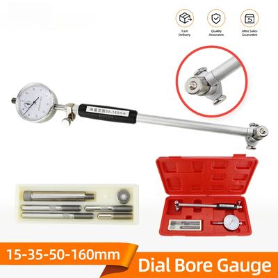 Dial Bore Gauge Inner Diameter Gauge Measuring Rod Micrometer Gauge Measuring Tool Hole Bore Dial Indicator Set 15-35-50-160mm