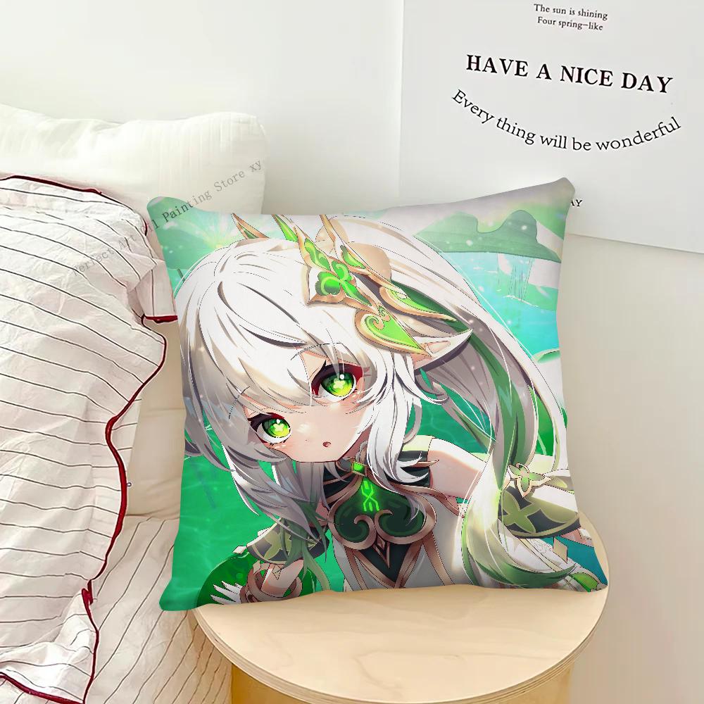 

Game Anime Genshin Impact Nahida Pillow Case Fashion Square Pillowcase Bedroom Sofa Room Ins Decoration Leisure Cushion Cover 16x16Inch
