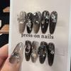 Mystical Black Butterfly Gradient French Nail Art - Hot Selling, Handmade, Mysterious Style with Sexy Allure.