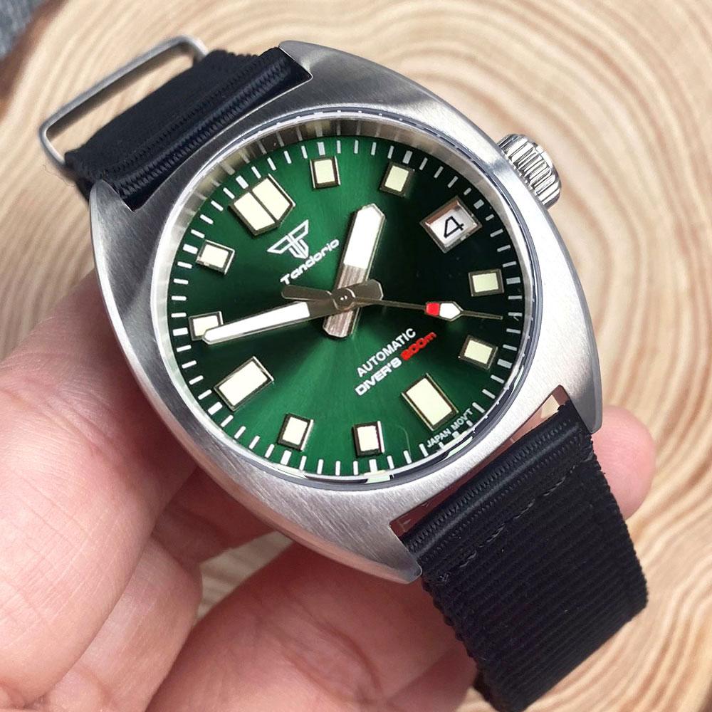Tandorio 20ATM 36mm Military Retro Men's Diving Watches For Japan NH35 Sapphire Glass Arabic Numerals Mechanical Watch For Man
