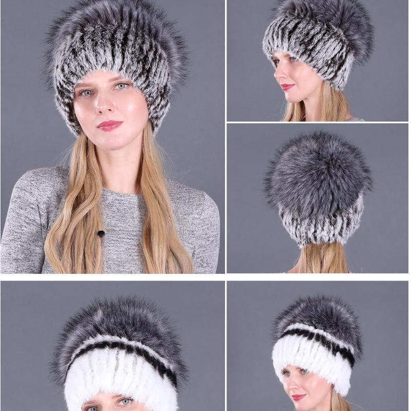 Autumn and Winter Women's Rabbit Hair Hat Fur Hat Fashion Imitation Fox Hair Warm Knit Woolen Hat