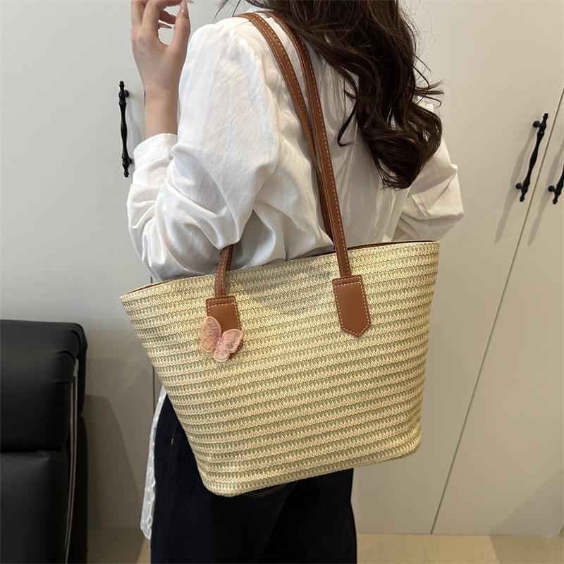 New summer casual woven armpit bag temperament large-capacity splicing contrasting color niche portable shoulder bag women