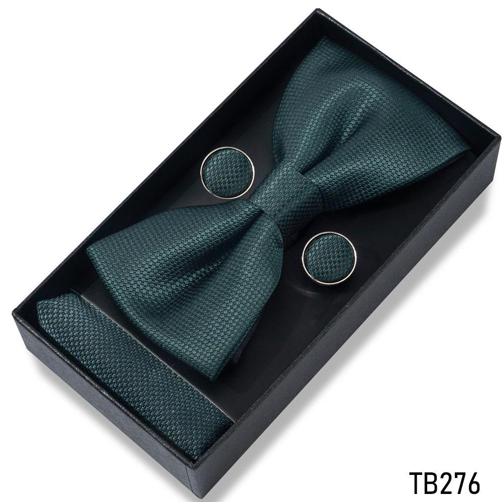 Classic Bowtie Bow Ties for Mens Butterfly Bowknot Pocket Square Cufflinks Suit Set Bussiness Accessories