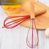 Silicone Whisk with Wooden Handle - Manual Milk Frother & Egg Beater