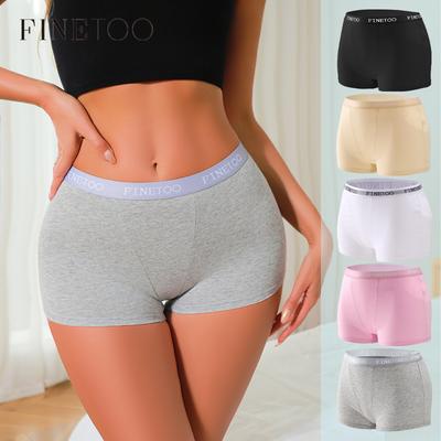 1 Stück Baumwolle Atmungsaktiv Boyshort Unterwäsche Damen Slips FINETOO Buchstabenbund Unterhosen Damen Niedrige Taille Sicherheitsshorts Dessous