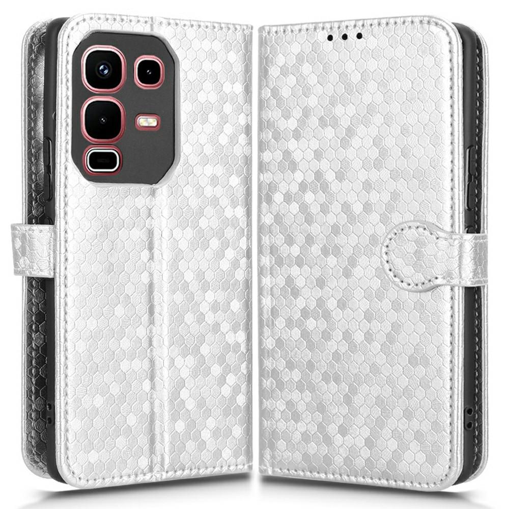 

For Infinix Note 50s 5G X6870 Wallet Case Dot Pattern Imprint PU Leather Phone Cover Silver