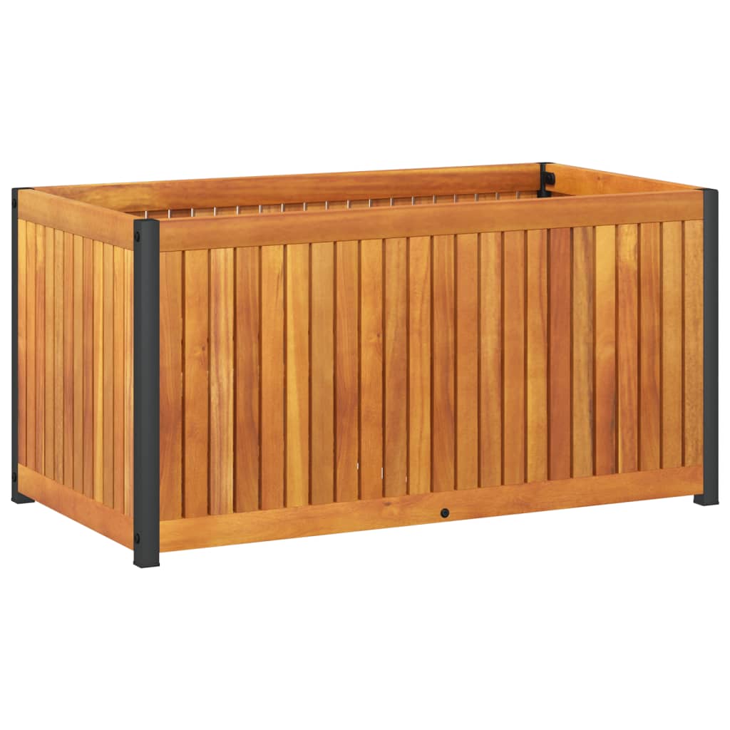Vidaxl Donica Ogrodowa, 85X45X44 Cm, Lite Drewno Akacjowe I Stal