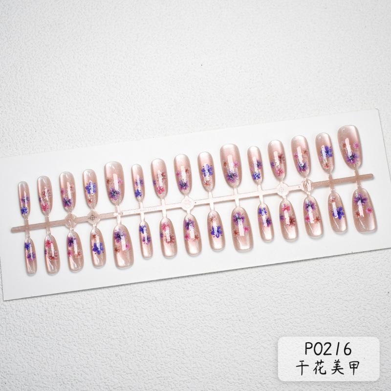 Three-Dimensional Dried Flower Cat'S Eye Nail Art, Long Japanese Dried Flower Nail Art, Full Size Wearing Nail Xiaohongshu Model