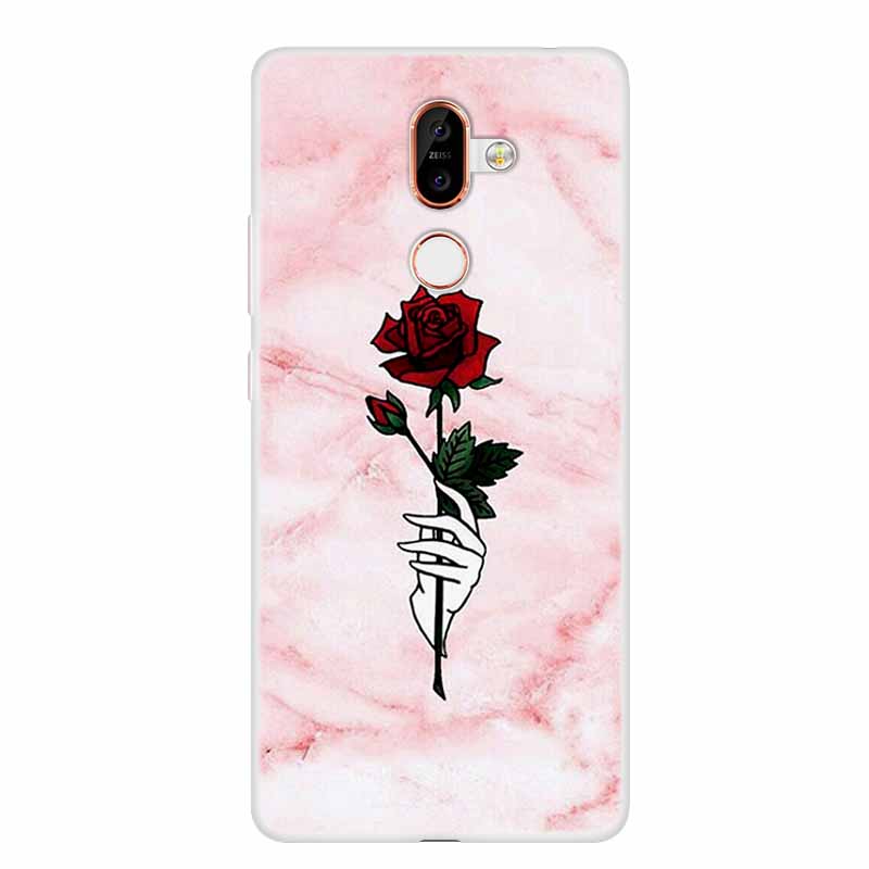 För Nokia 7 Plus Fodral Marmor Mjuk Silikon Baksida Telefonfodral Modefodral Coque Nokia7 Plus Stötsäkert Fundas