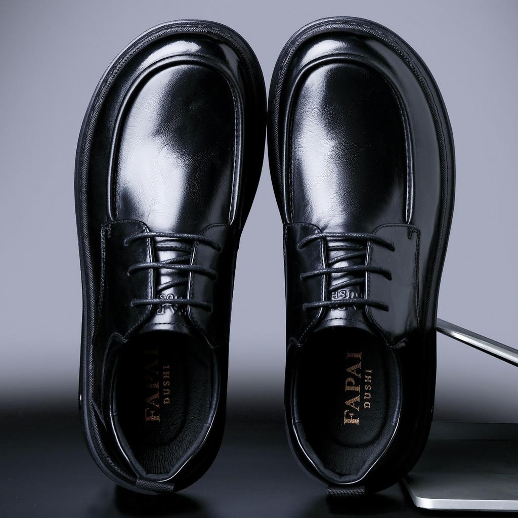 2025 Leather Shoes Men's Dress Business British Style Leather Men's Shoes First Layer Cowhide Casual Big Head Wedding Derby Shoes