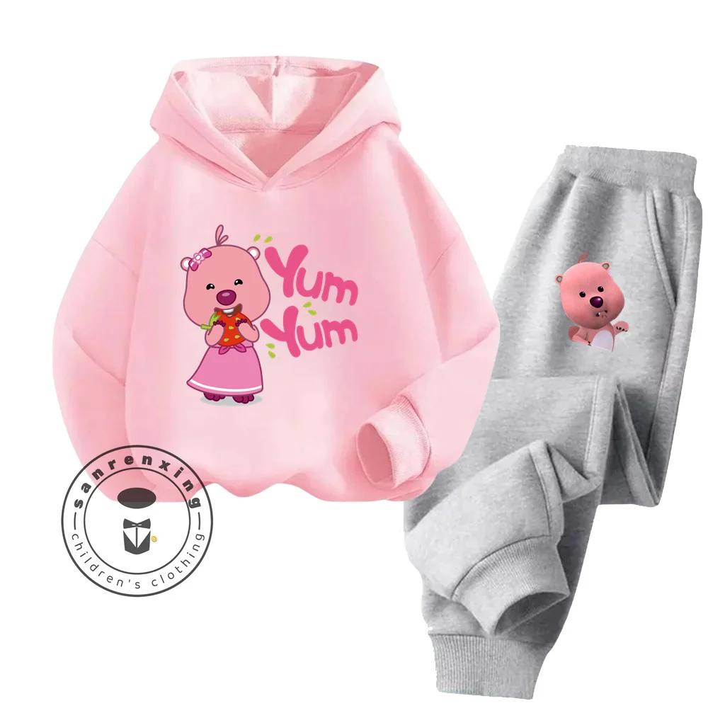2025 Loppy Cartoon Einfarbiges Hoodie-Set A Hip-Hop-Stil Reines Baumwoll-Kostengünstiges Hoodie-Set Geliebt von Kindern im Alter von 3-14 Jahren