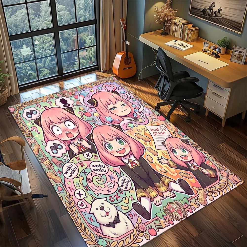 Anya Forger Washable Gamer Bedroom Large Area Non Slip Floor Mat Rug Carpet Home Decor.-TING