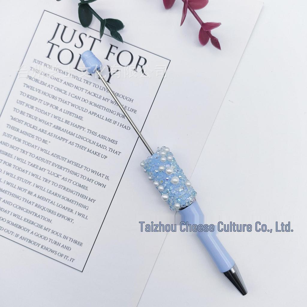 Starry Crystal Pearl Bead Pen - Handmade Rhinestone Candy Design