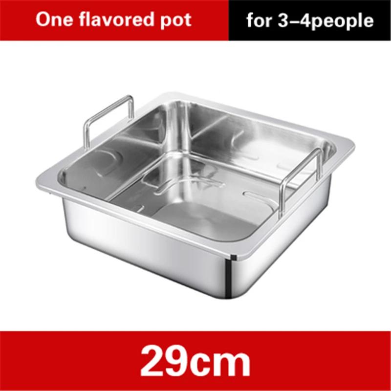 Extra thick stainless steel square hot pot Stewed Mandarin Duck with Ears Hotpot for induction cooker Mother and son pot hotpot