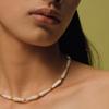 Wind Simple Fashion Brass Plated 18K Real Gold White Stone Beaded Collarbone Chain Unique Light Luxury Necklace