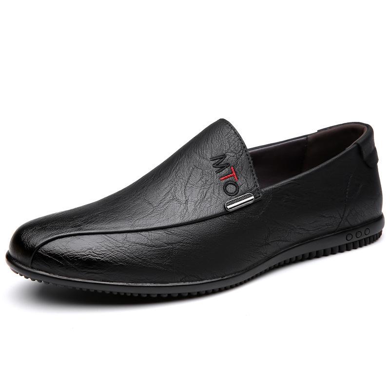 Men's Breathable Casual Leather Shoes: Soft Leather, Non-Slip Driving Sole.