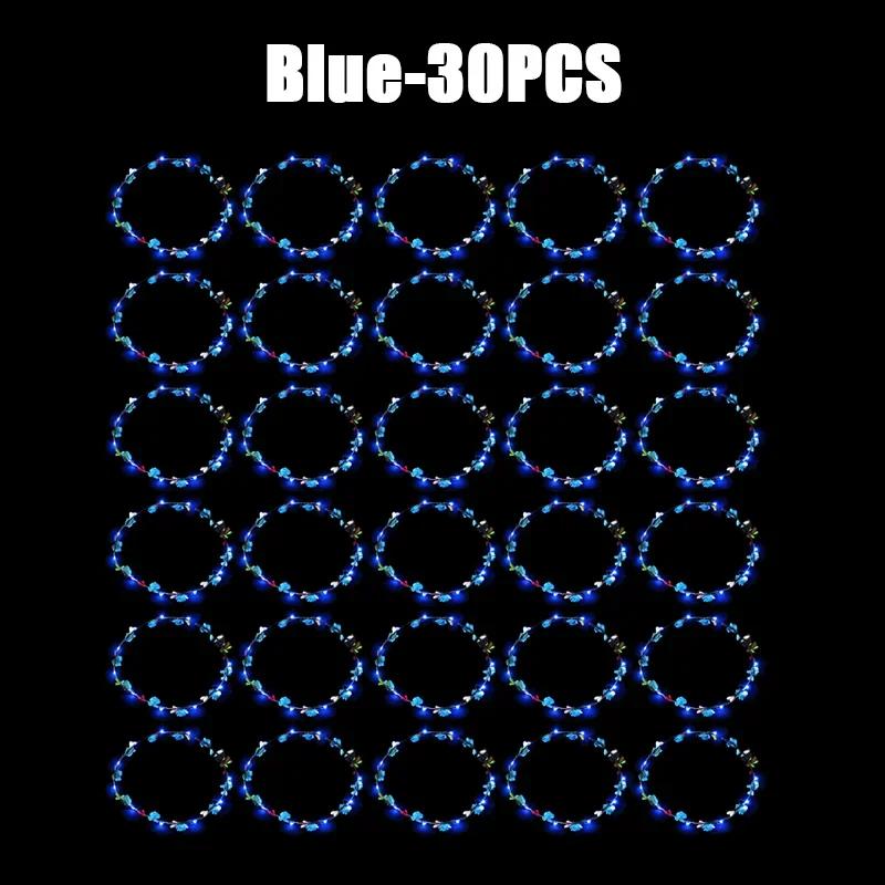 60 Adet Çiçek Çelenk Parlayan 10 LED'li Başlık Çelenk Taç Çiçekli Saç Bandı Parlayan Çelenk Düğün Partisi Noel Çelengi İçin