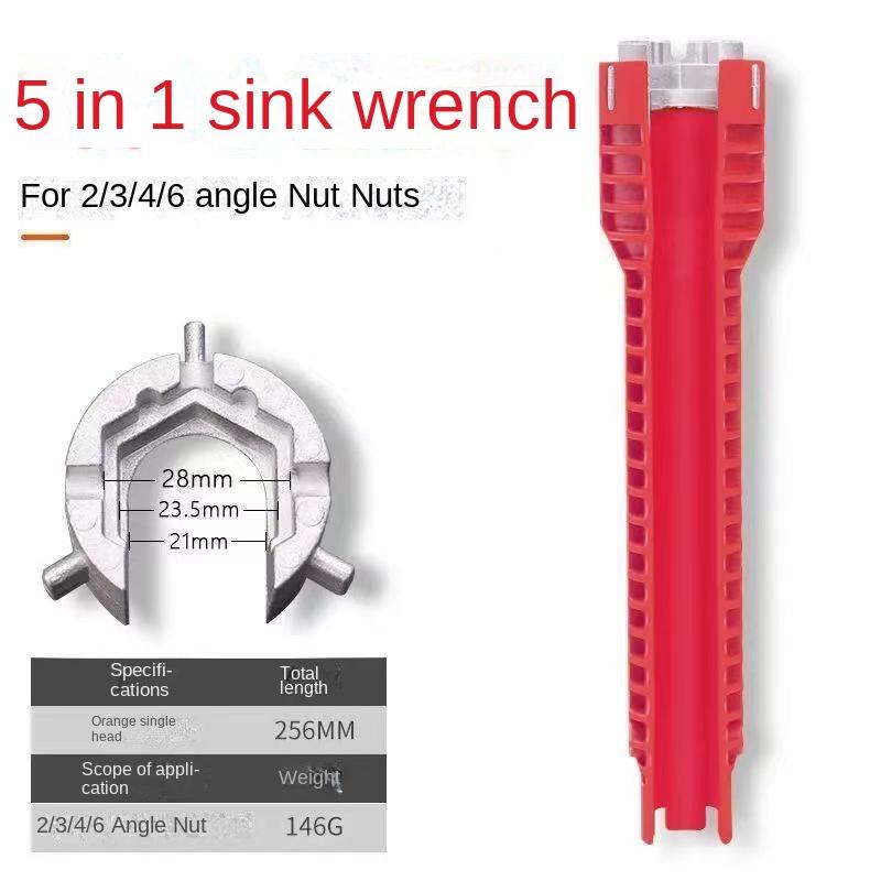 

8 в 1 протиковзкий гайковий ключ для змішувача для раковини Багатофункціональний гайковий ключ для ремонту подвійної головки Водонагрівач Сантехнічні інструменти Набори інструментів для ванної кімнати 5 IN 1