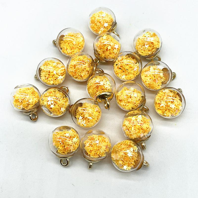 New 16mm Colorful Transparent Ball Glass Star/Round Charms Pendant Find Hair Accessories Jewelry Charms Earring