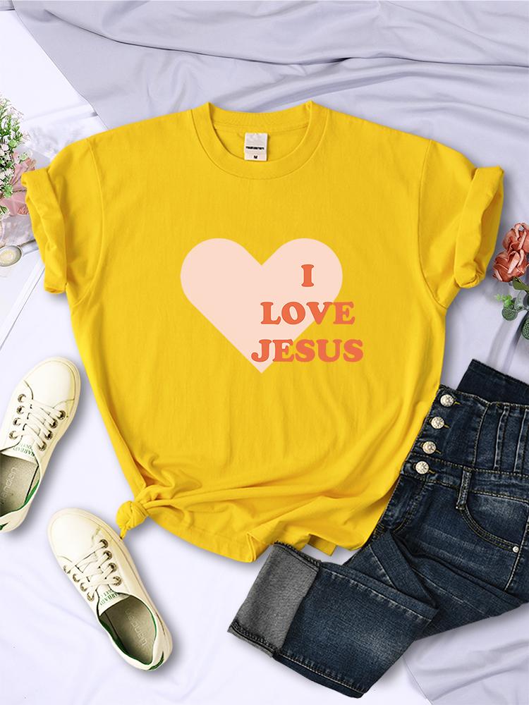 I Love Jesus Give You My Heart Printing Womens T Shirt Hip Hop Casual Street Short Sleeve Creativity Fashion Female Tee Clothing