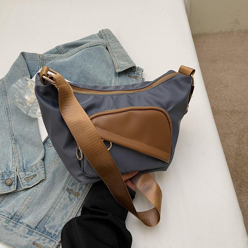 

Модная наплечная сумка женская сумка-мессенджер для поездок на работу универсальная новая ткань Оксфорд контрастная цветная вставка сумка-пельмень женская сумка синий
