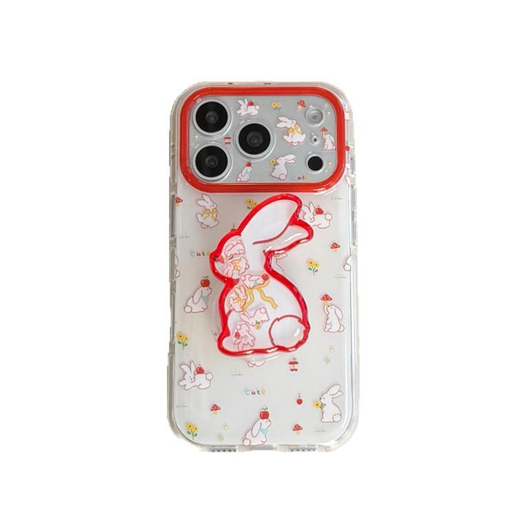 Pastoral Mushroom & Apple Rabbit iPhone Case for iPhone 17/16 Pro Max/15 Pro - Girlish Heart Design