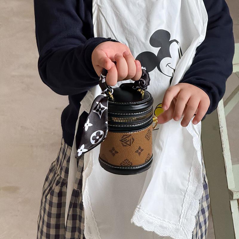 Childrens Fashion Printed Cylindrical Shape Bag With Pu Material For School Daily Use