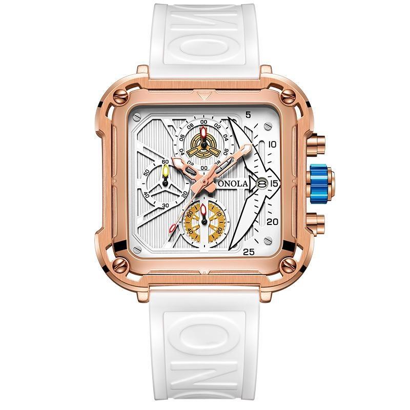 ONOLA Multifunctional Luxury Fashion Quartz Wristwatches for Men Silicone Strap Waterproof Luminous Chronograph Reloj Hombre