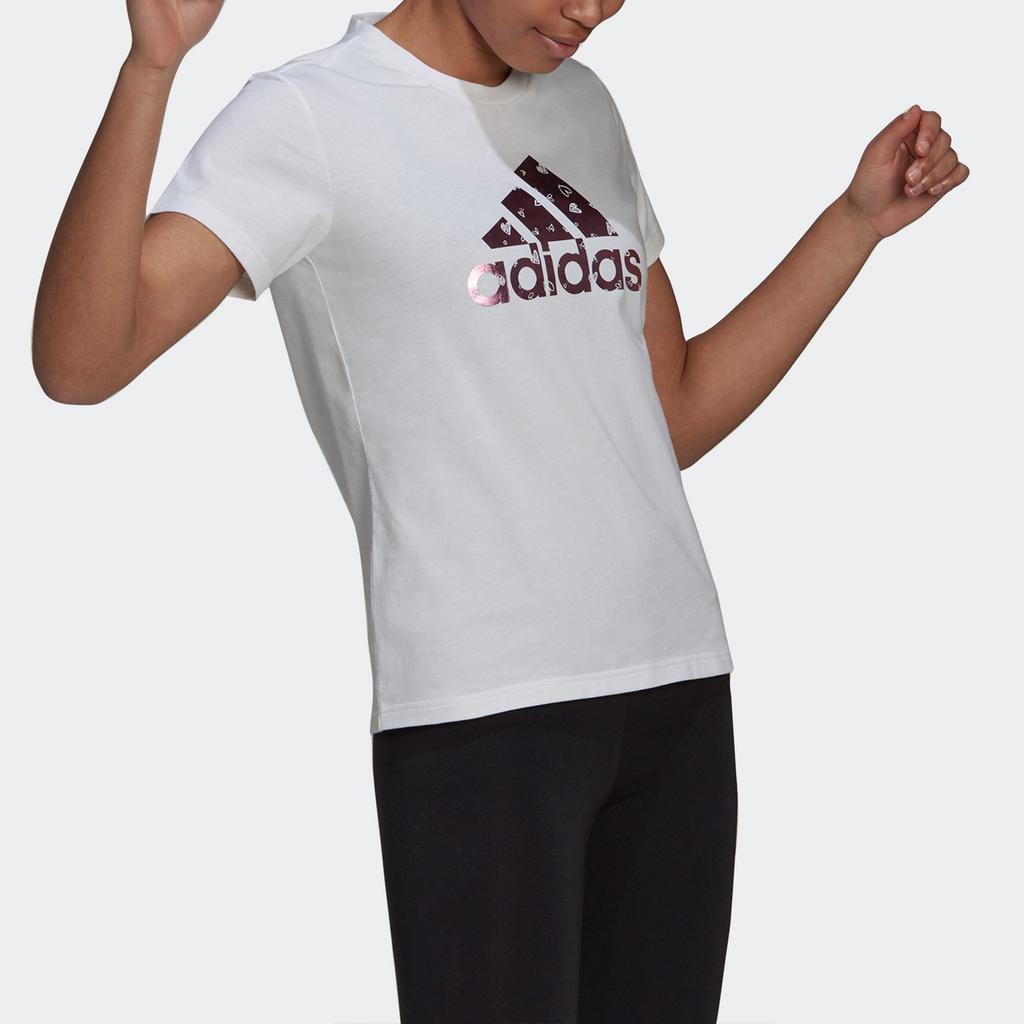 Adidas T Shirts Women's White Crew Neck Moderate Straight Fit HB7128
