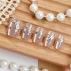 30-Piece European Silver Cat's Eye Bow Star Short Press-On Nails