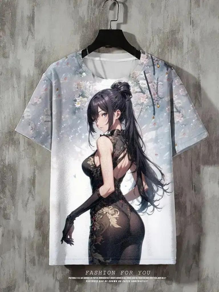Summer Japanese Anime Character 3D Print Women's Casual T-shirt Street Trend Men's Tops Large Size Loose Short-sleeved T-shirt