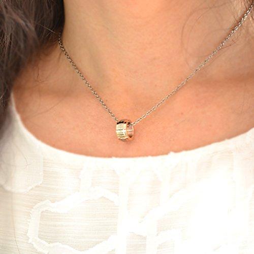 Fe-fe Phiten Women's Pink Gold Pendant Necklace, Size 12, Set of 2 (Necklace and Kotobuki Jewelry Polishing Cloth)