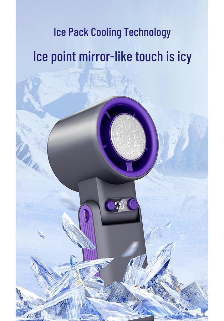Turbo Ice Pack Handheld Portable Mini Folding Fan with High-Speed Semiconductor Cooling